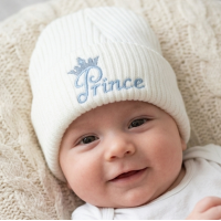 KW121: Baby Embroidered Prince Knitted Hat (Newborn -3 Months)